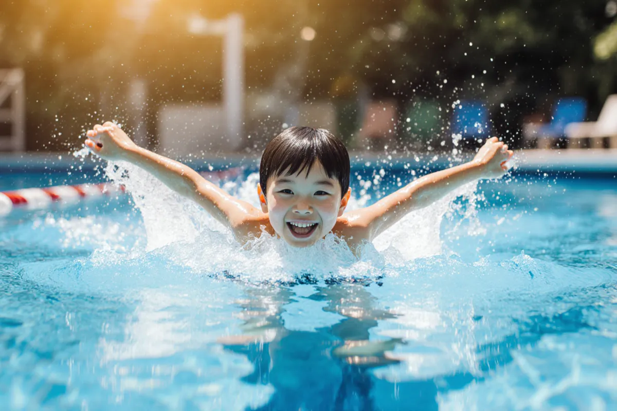 Child swimming a clean efficient freestyle stroke after Tatsuki technique coaching